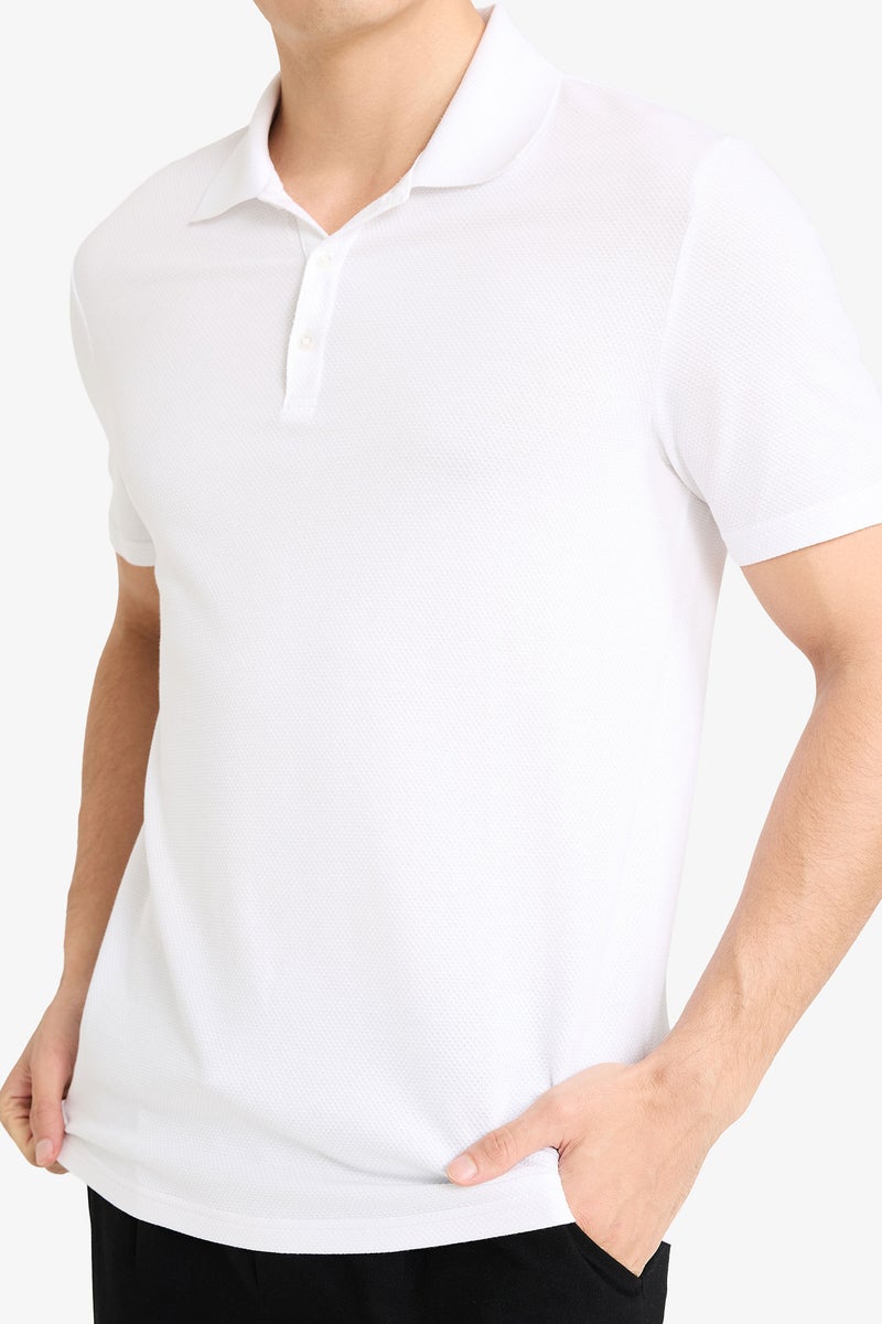 DeFacto White Man Slim Fit Short Sleeve Polo T-Shirt Casual - Image 4